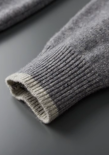 Merino-Strickjacke mit Reißverschluss und Zweifarbigkeit