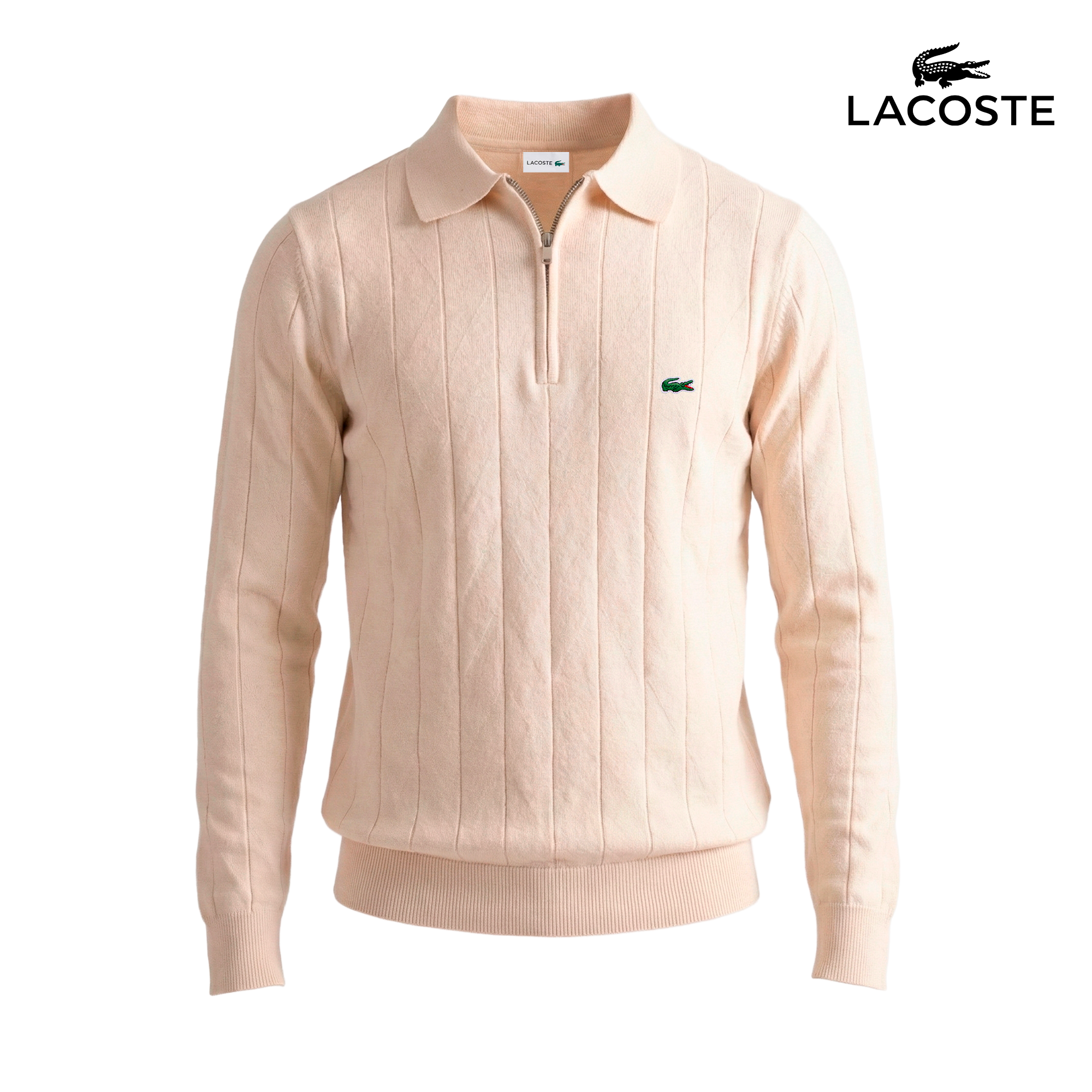 Maglione classico con zip a coste 